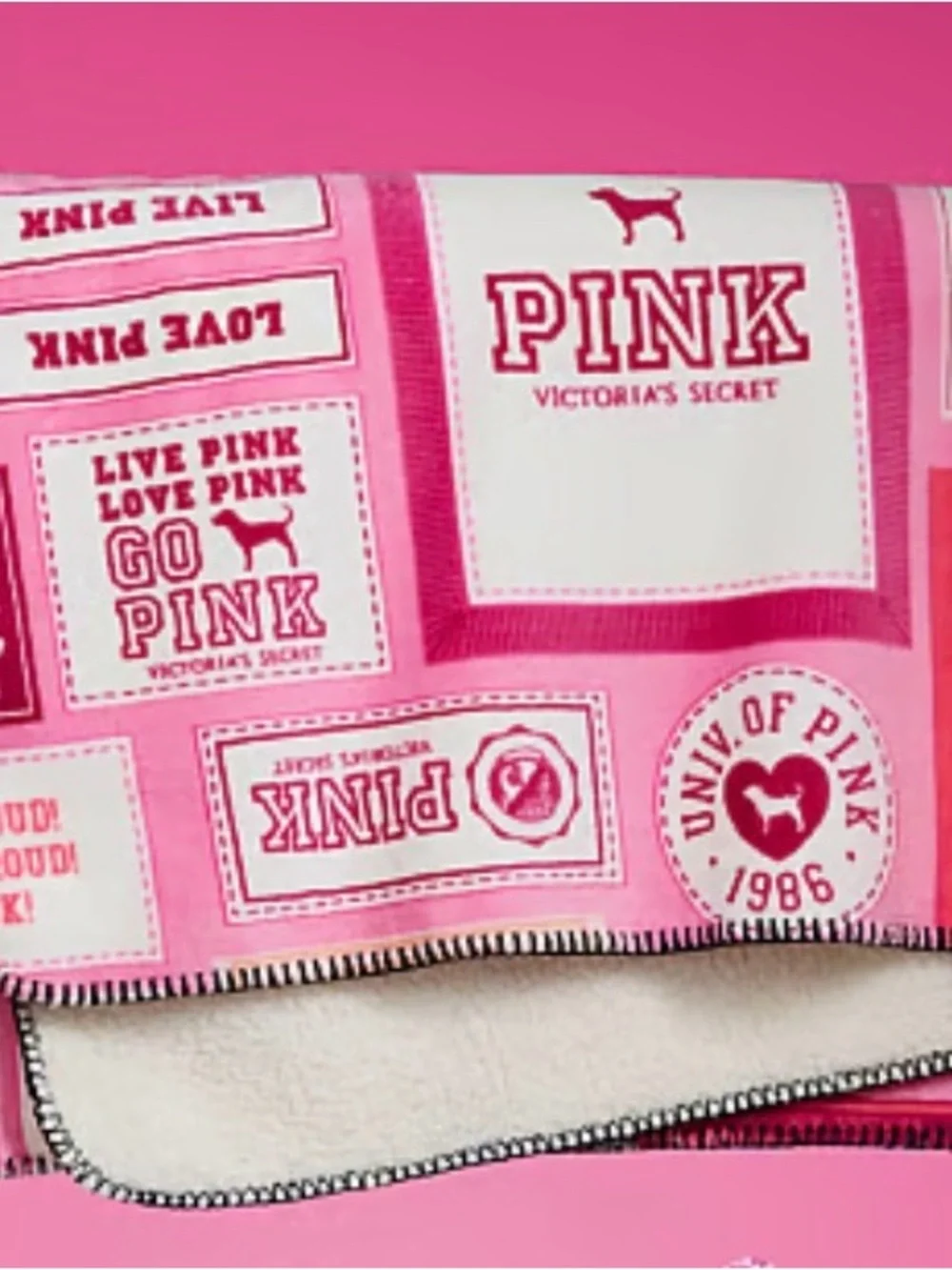Victoria's Secret PINK Limited Edition Collectible Patchwork Plush Blanket